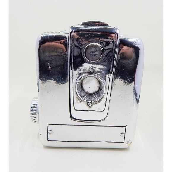 Kodak Brownie Hawkeye Camera Silver Chrome Stash Box - Picture 1 of 12